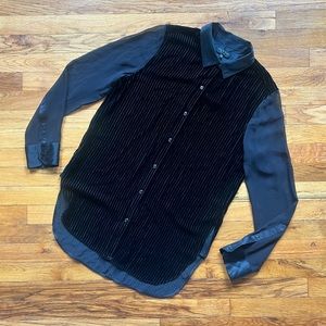 Rag & Bone sheer black striped silk button up blouse